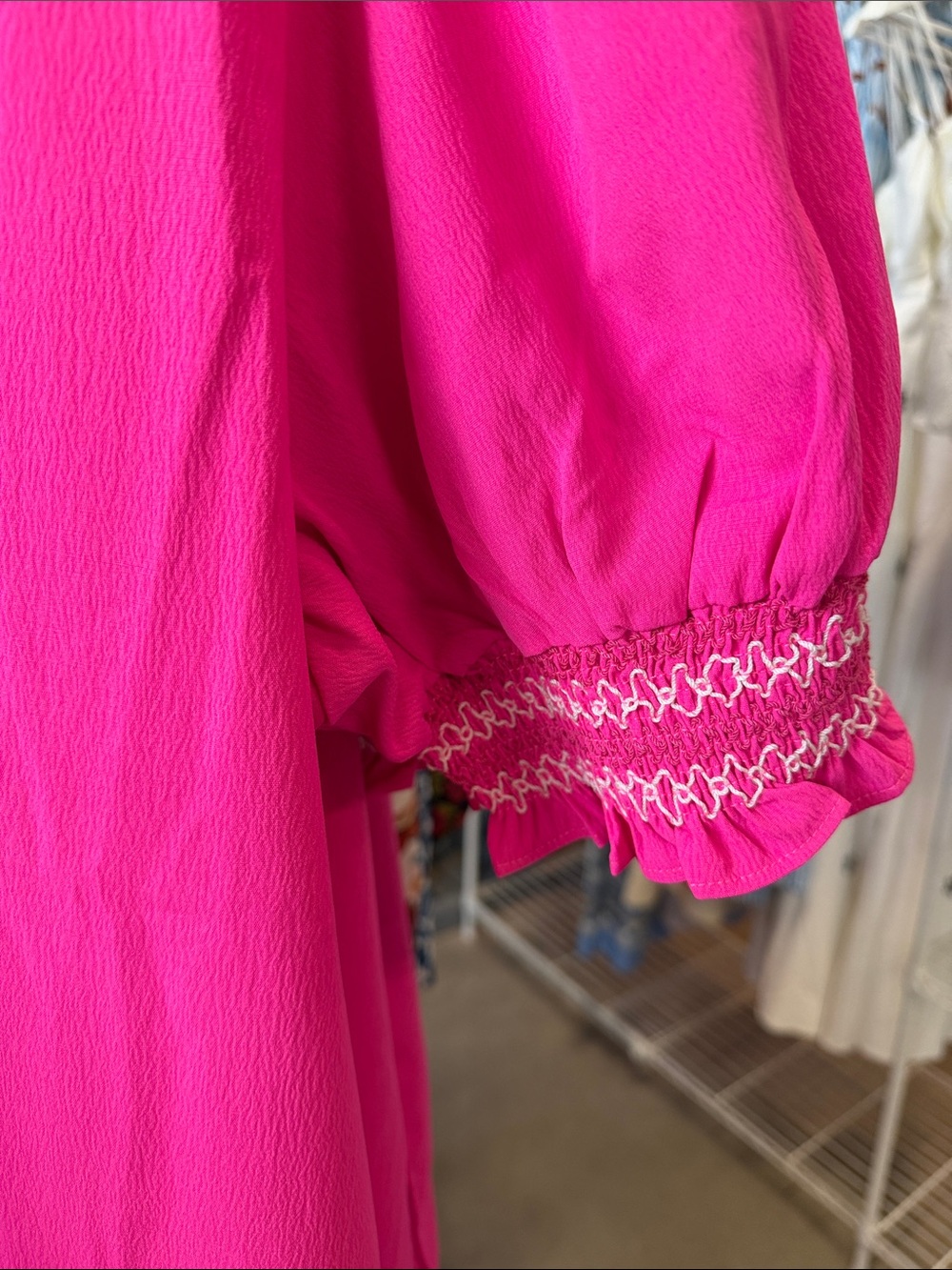 JODIFL Hot Pink Midi Dress with White Lace Hem - Picture 6 of 6